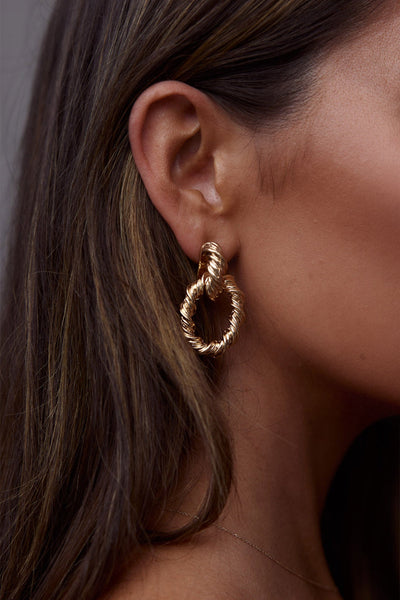 Melrose Gold Twisted Oval Earrings