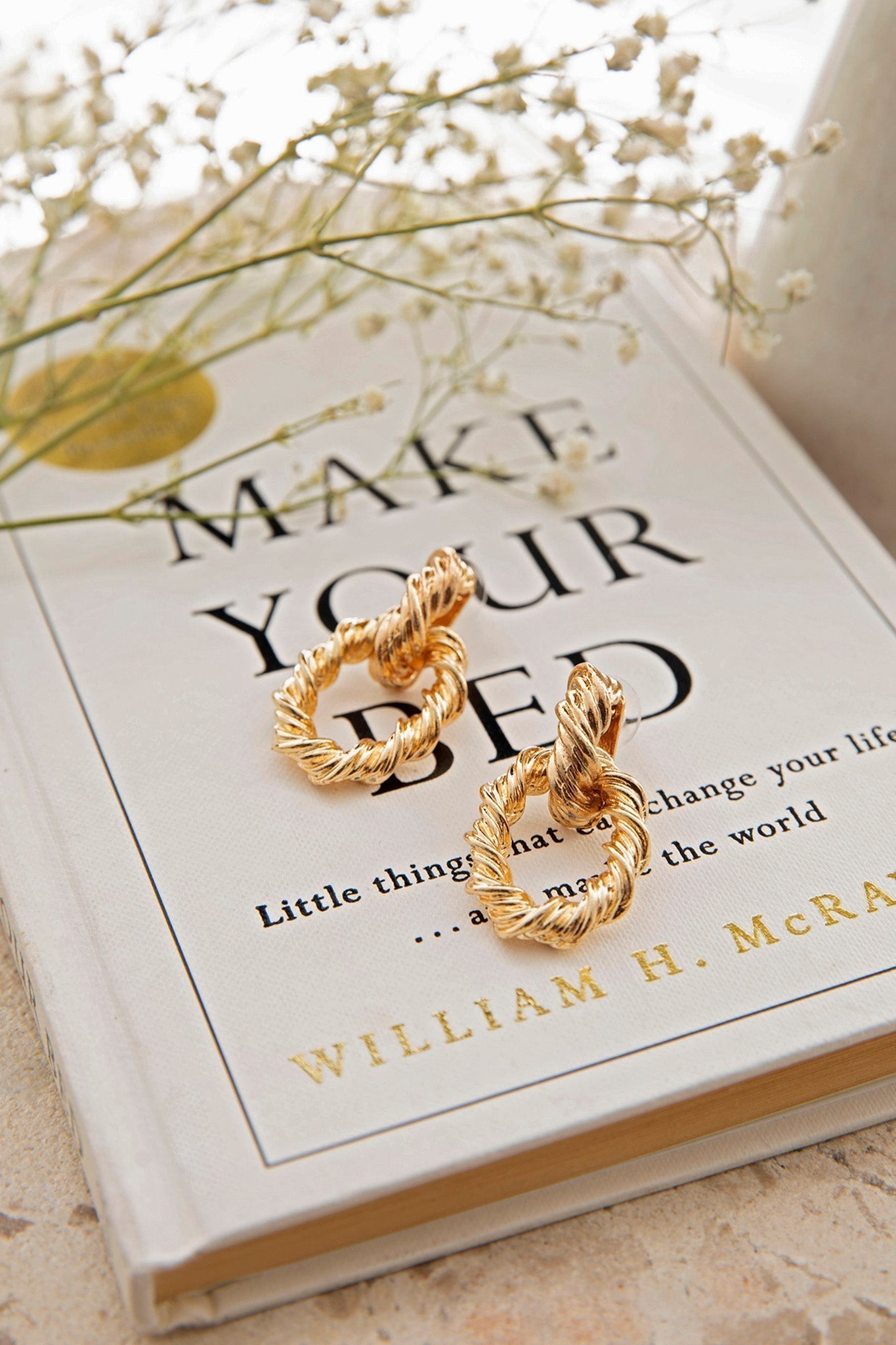 Melrose Gold Twisted Oval Earrings