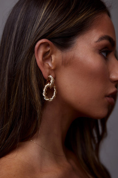 Melrose Gold Twisted Oval Earrings