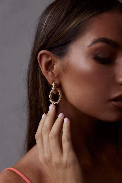 Melrose Gold Twisted Oval Earrings