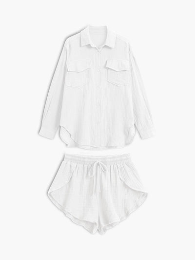 Minimalist Collar Two-Piece Short Set