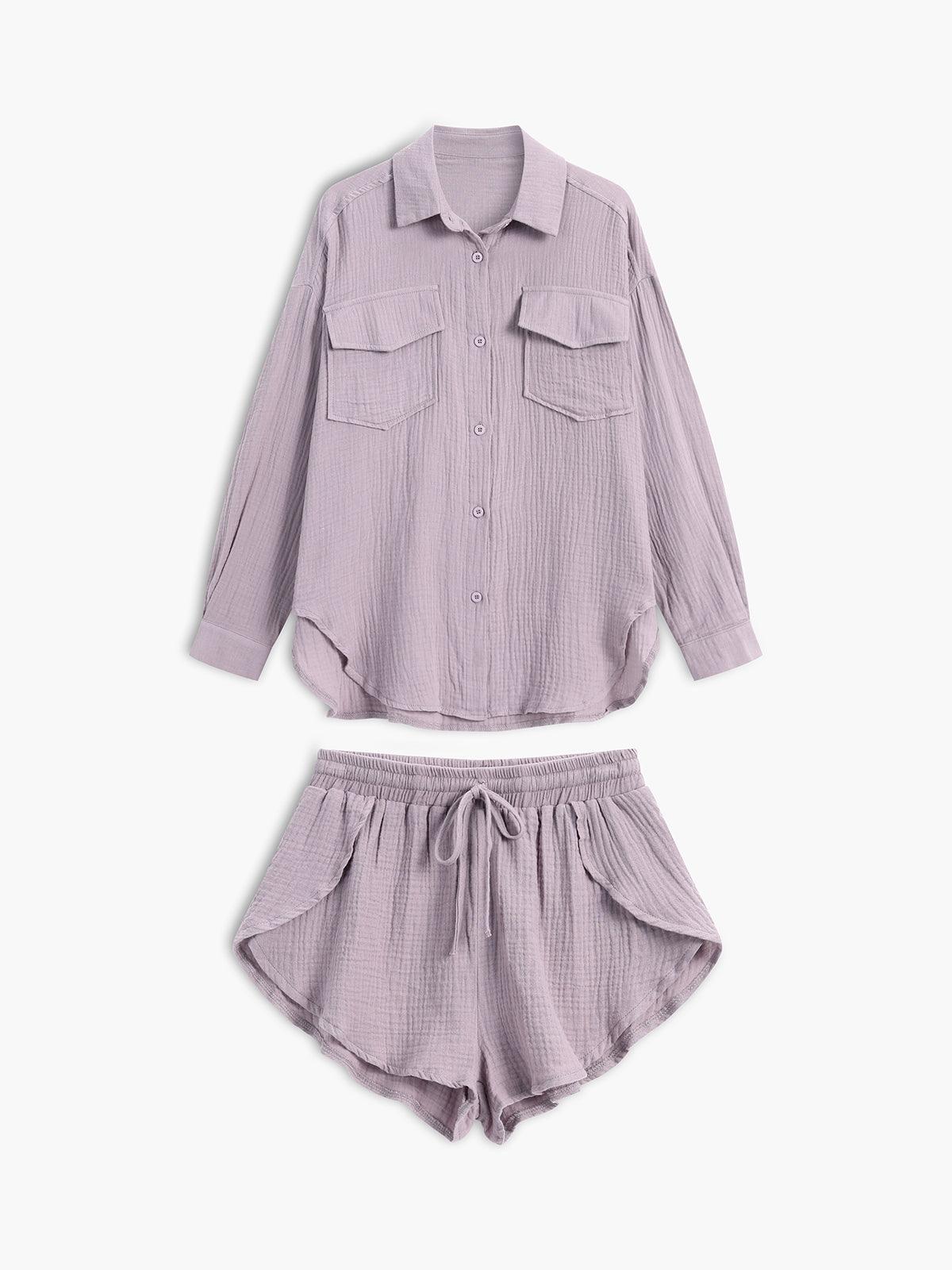 Minimalist Collar Two-Piece Short Set