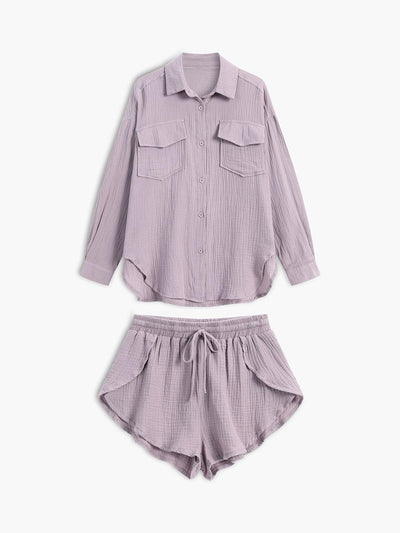 Minimalist Collar Two-Piece Short Set
