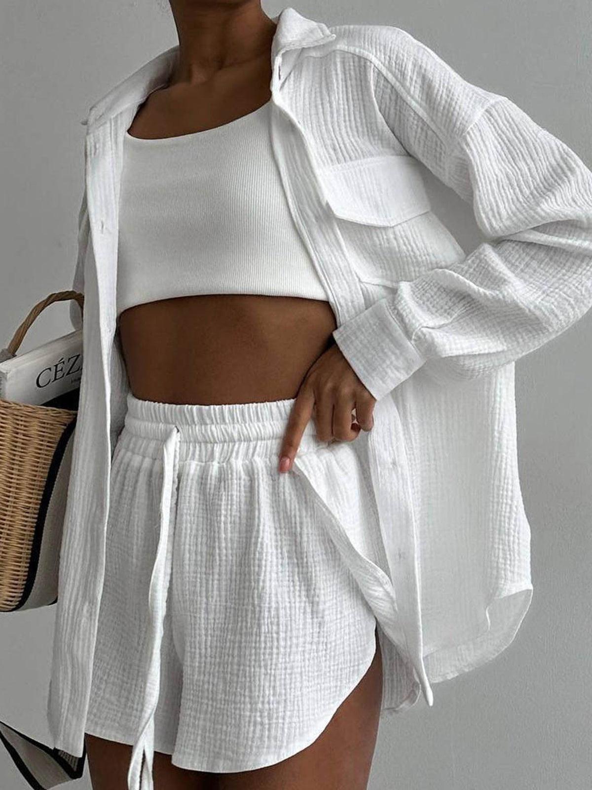 Minimalist Collar Two-Piece Short Set