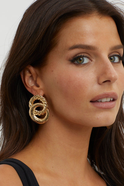Myrah Golden Large Double Circle Earrings