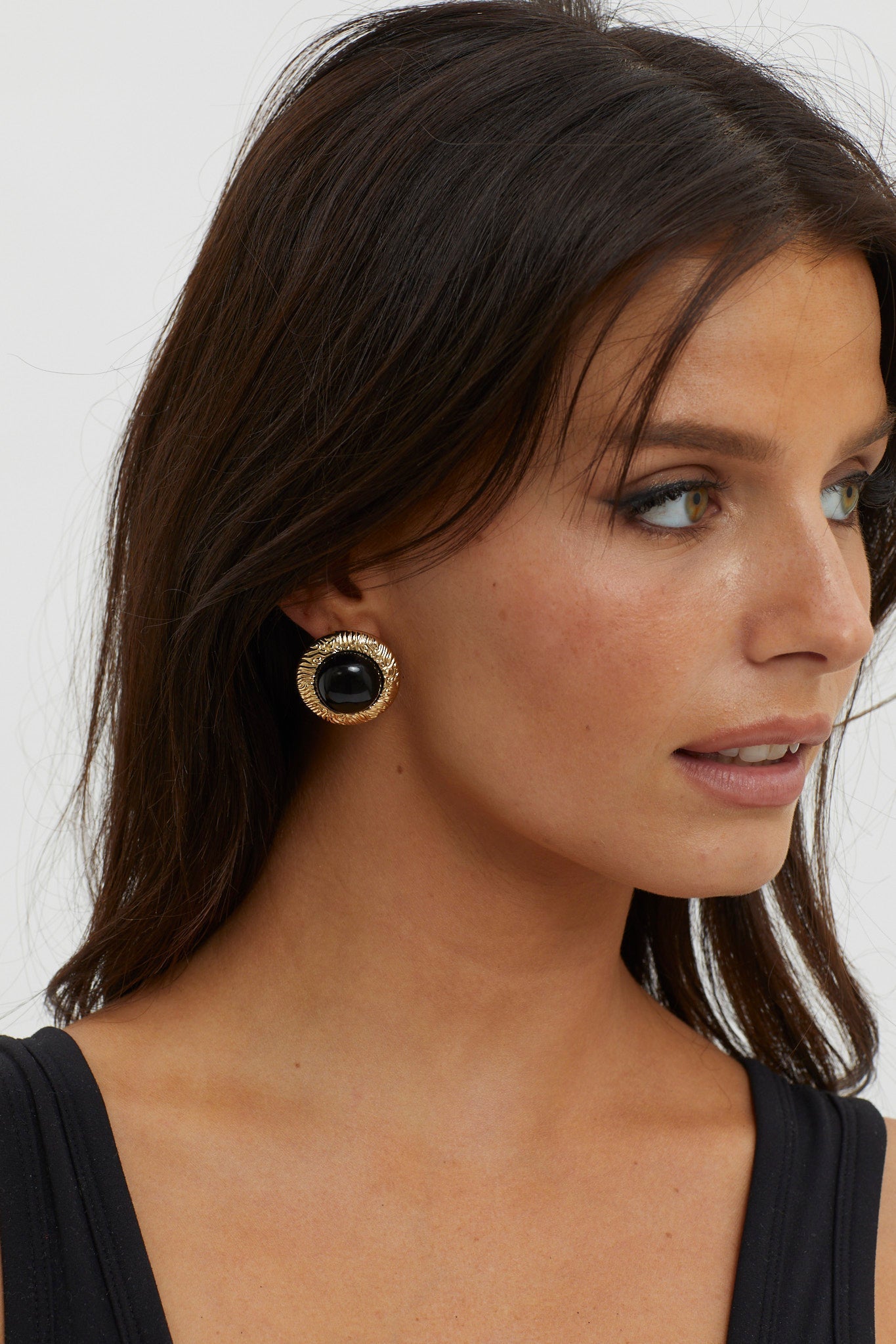 Earrings in Black Mist Dome