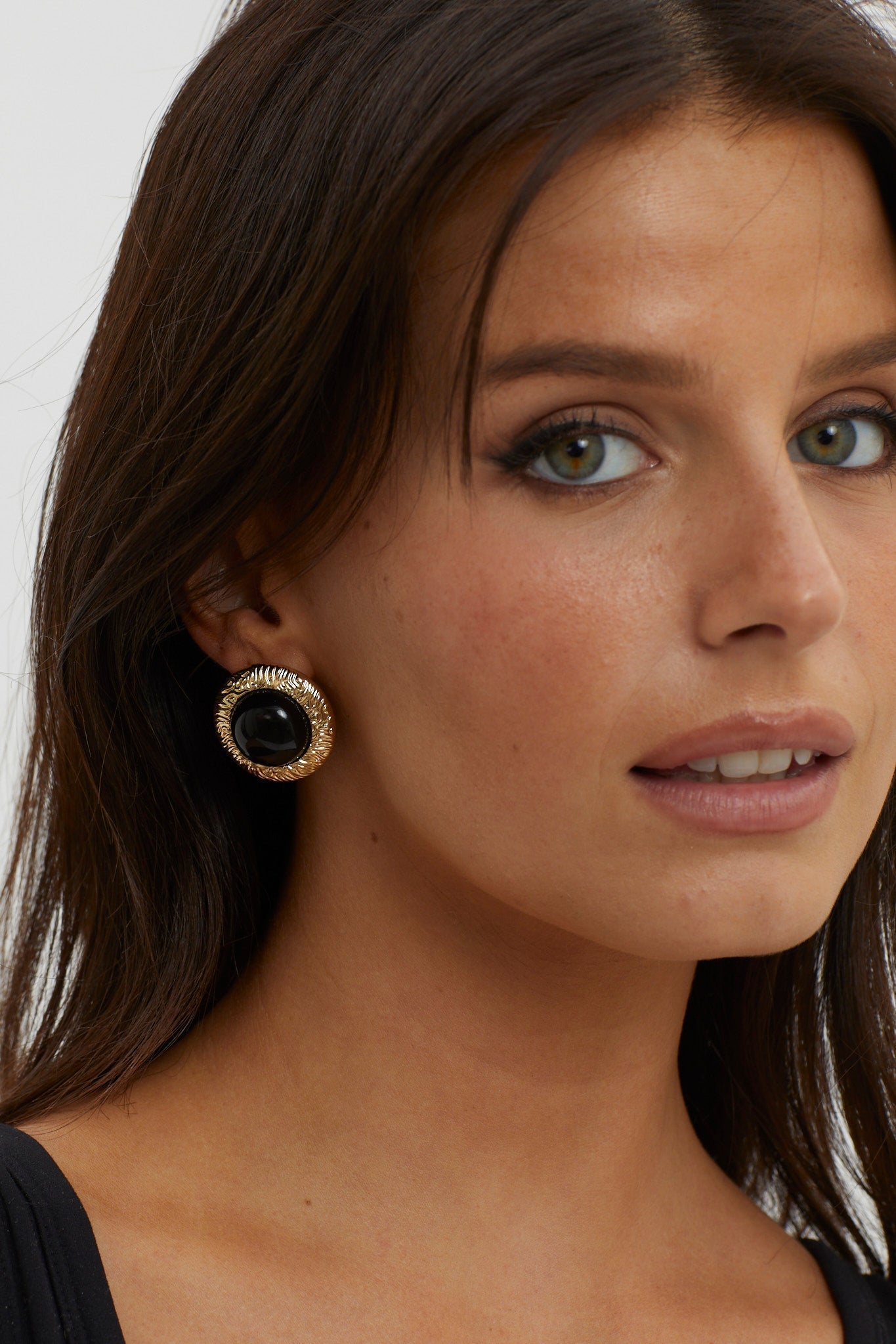 Earrings in Black Mist Dome
