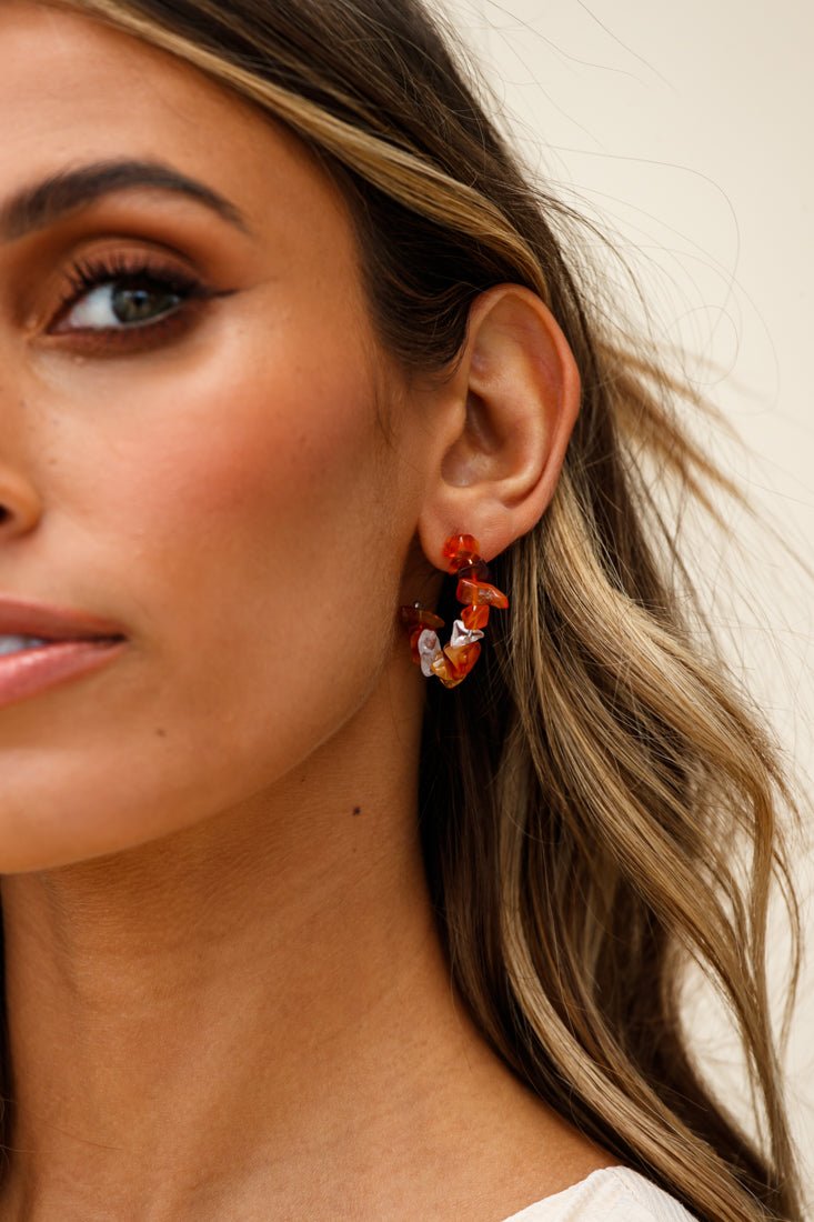 Jasmine Tan Earrings with Raw Stone