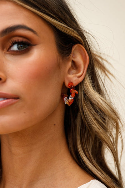 Jasmine Tan Earrings with Raw Stone