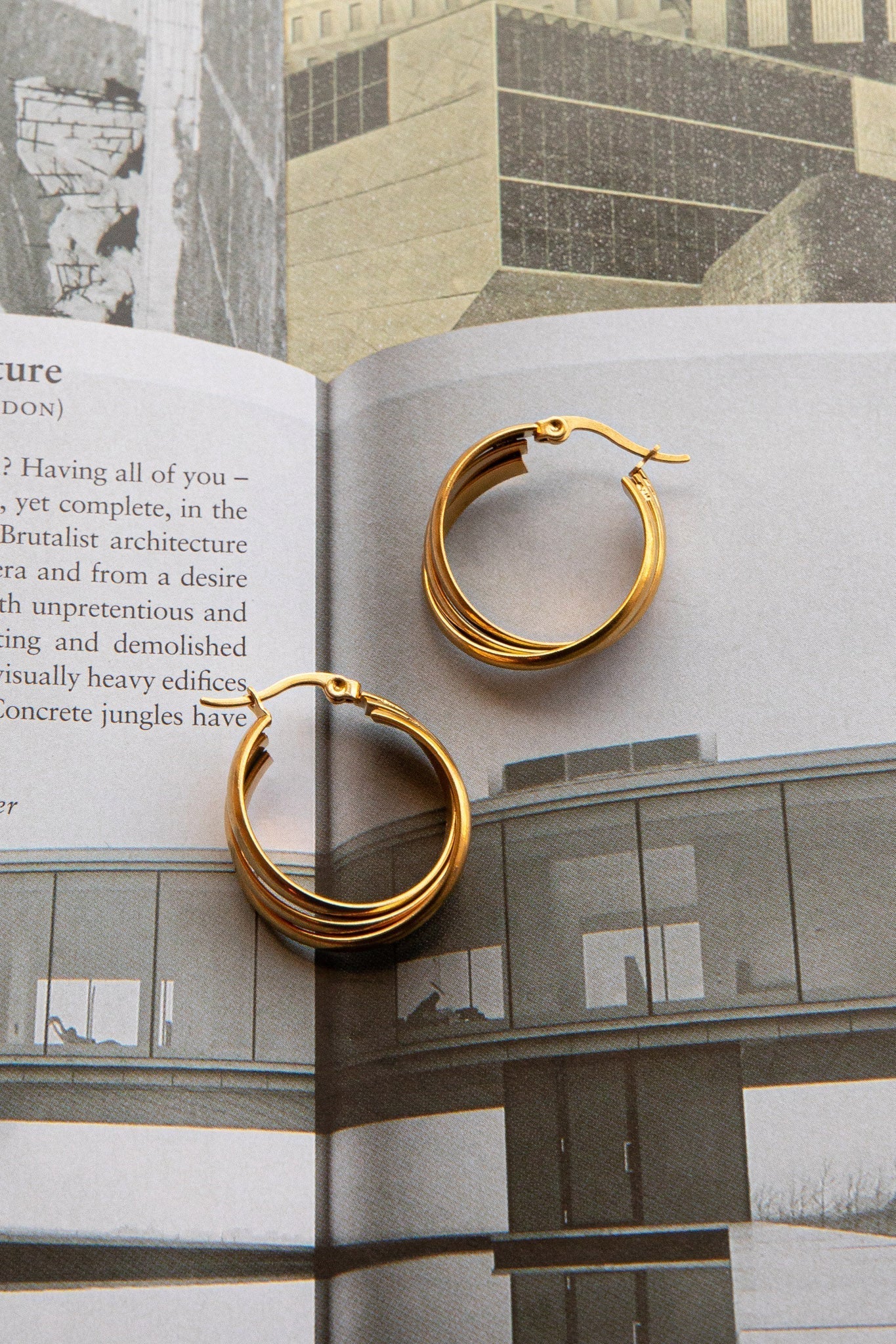 Mona Triple Ring Earrings Gold