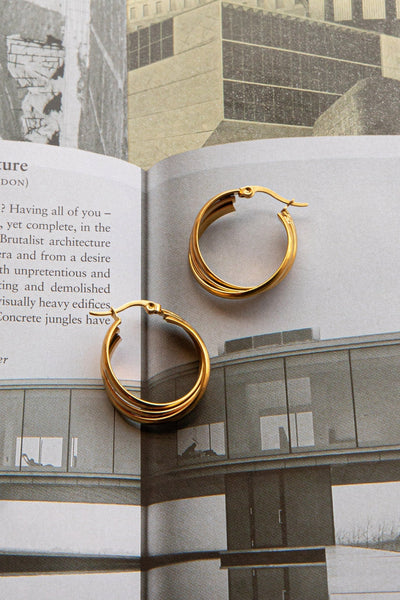 Mona Triple Ring Earrings Gold