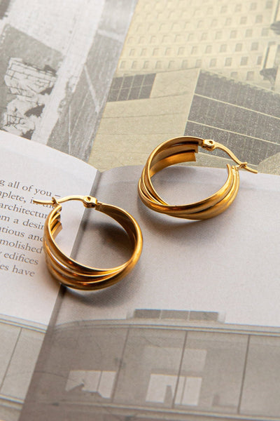 Mona Triple Ring Earrings Gold
