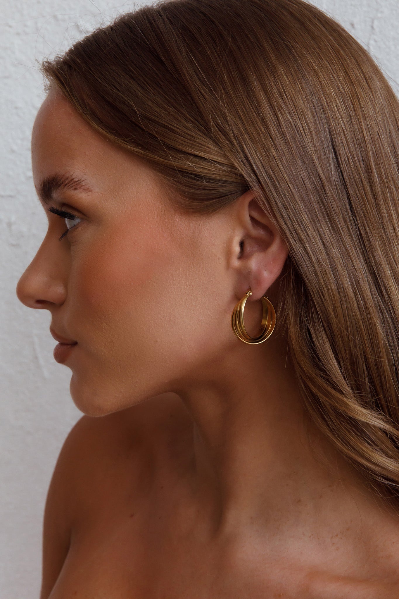 Mona Triple Ring Earrings Gold