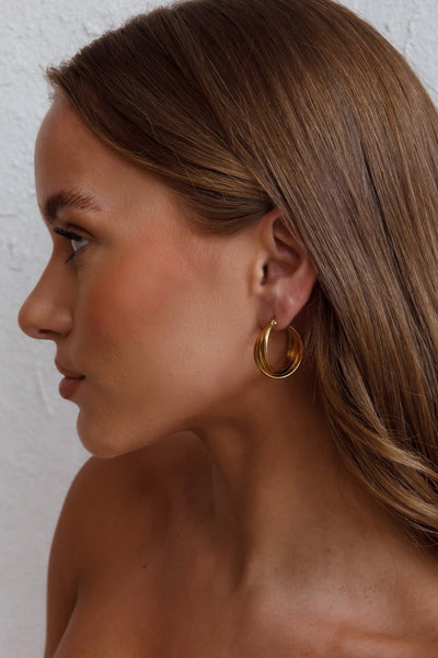 Mona Triple Ring Earrings Gold