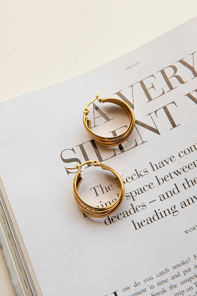 Mona Triple Ring Earrings Gold