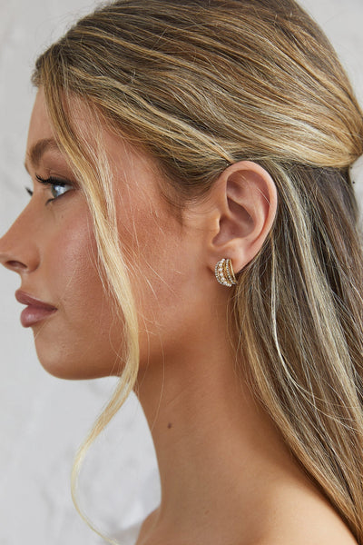 Ophelia Earrings of Pearls and Gold Crystals