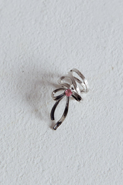 Earring Bracelet with Rhinestones and Silver Bow