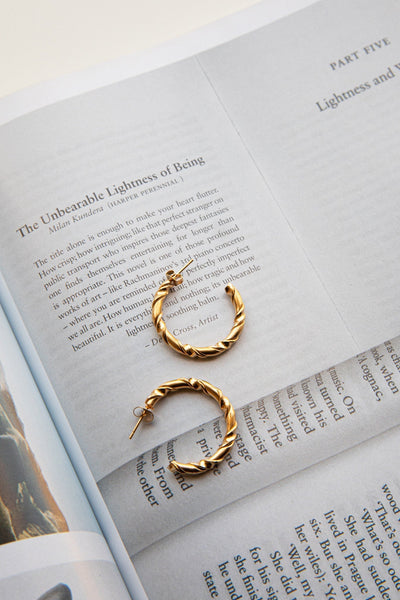 Open hoop earrings Rachmaninov in gold