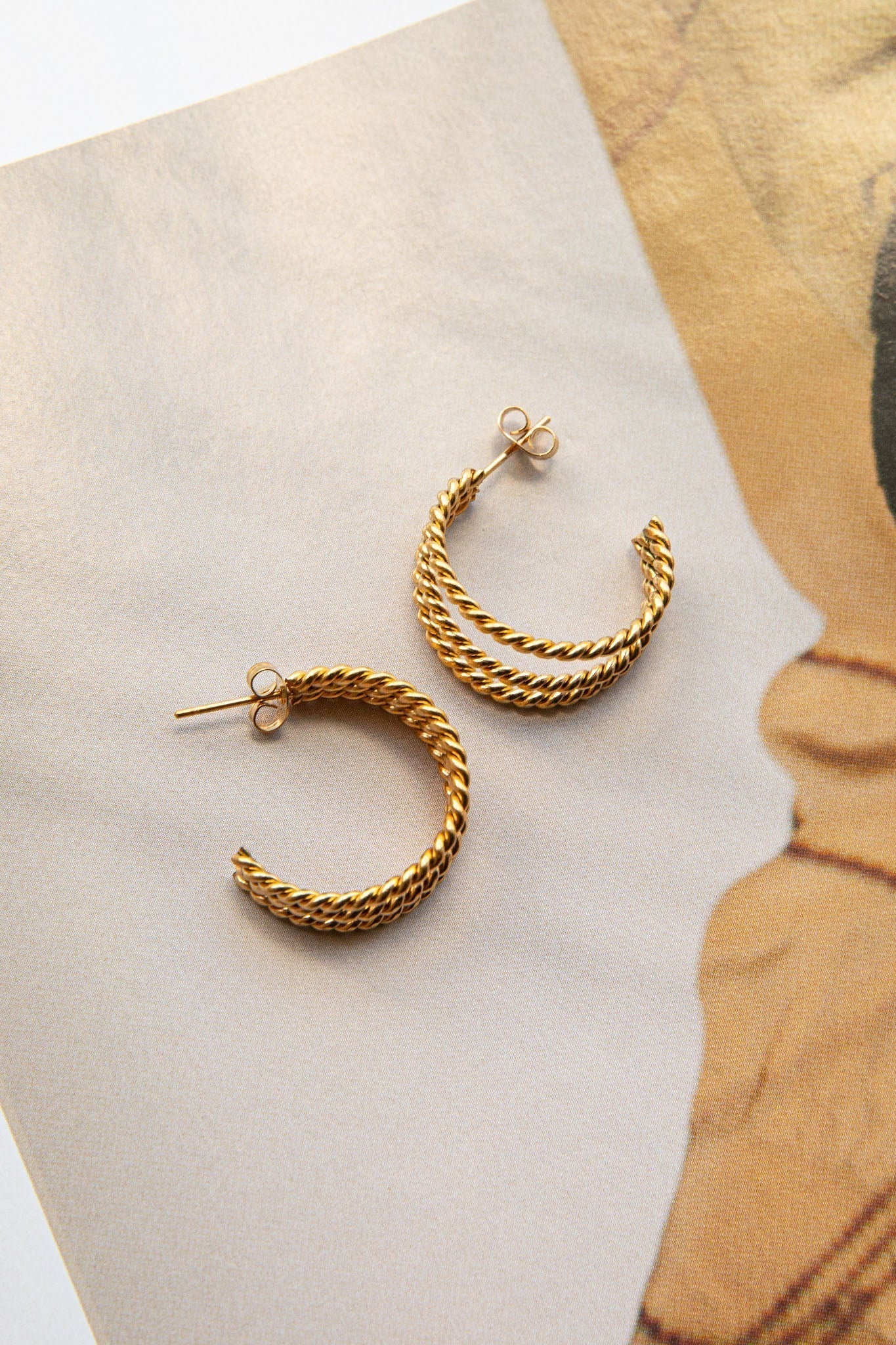 Open triple hoop earrings San Francisco in gold