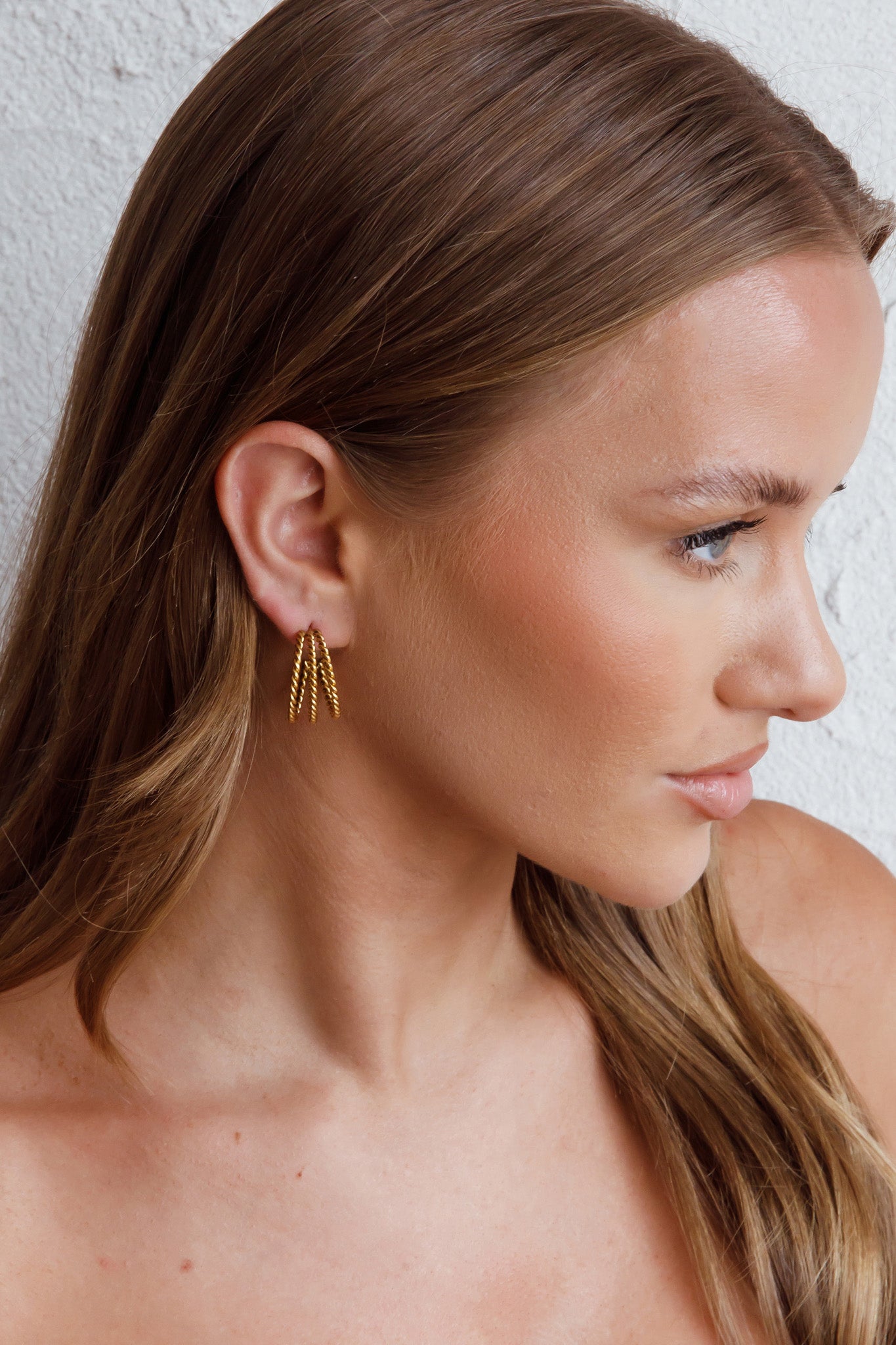 Open triple hoop earrings San Francisco in gold
