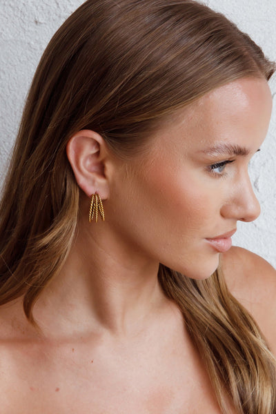 Open triple hoop earrings San Francisco in gold