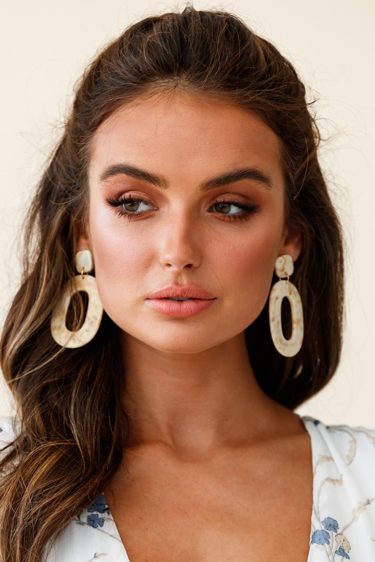 Zuma Beige Marble Effect Earrings