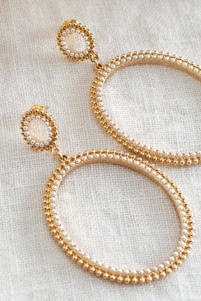 Oval Pearl Earrings Lucienne Gold