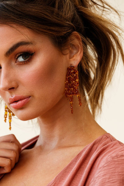 Pearl Knot Earrings Flora Tan