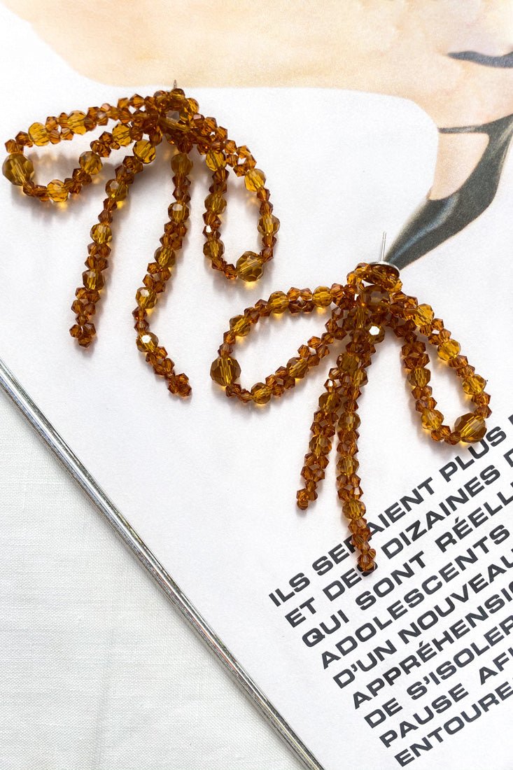 Pearl Knot Earrings Flora Tan