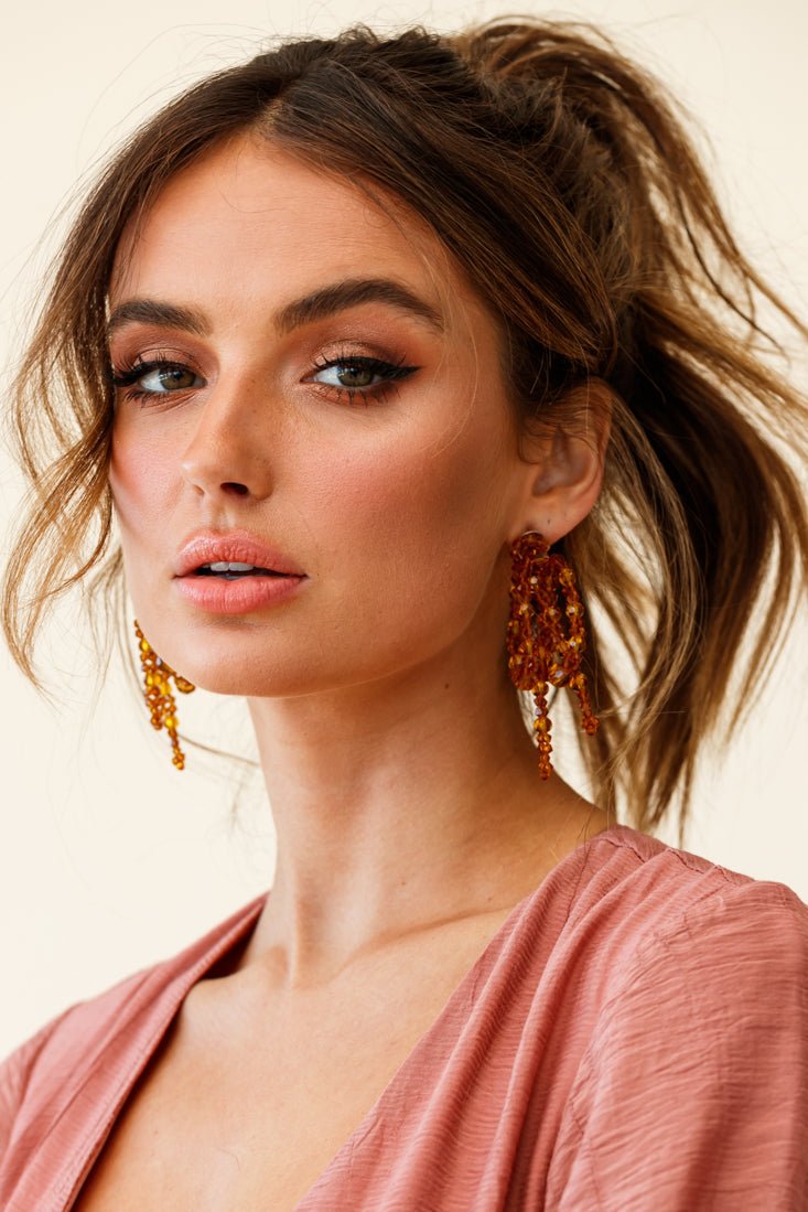Pearl Knot Earrings Flora Tan