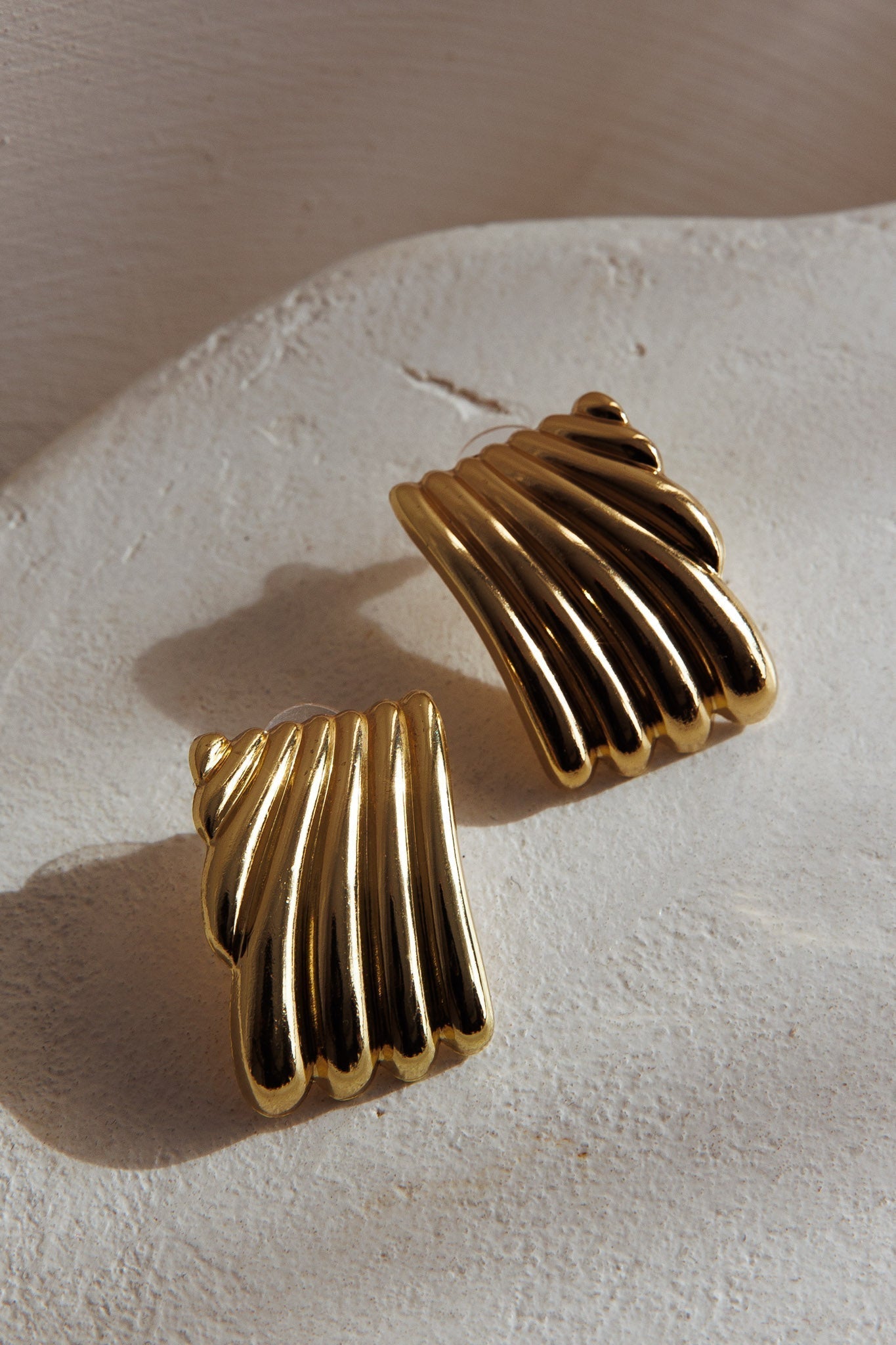 Rectangular Perforated Earrings in Gold
