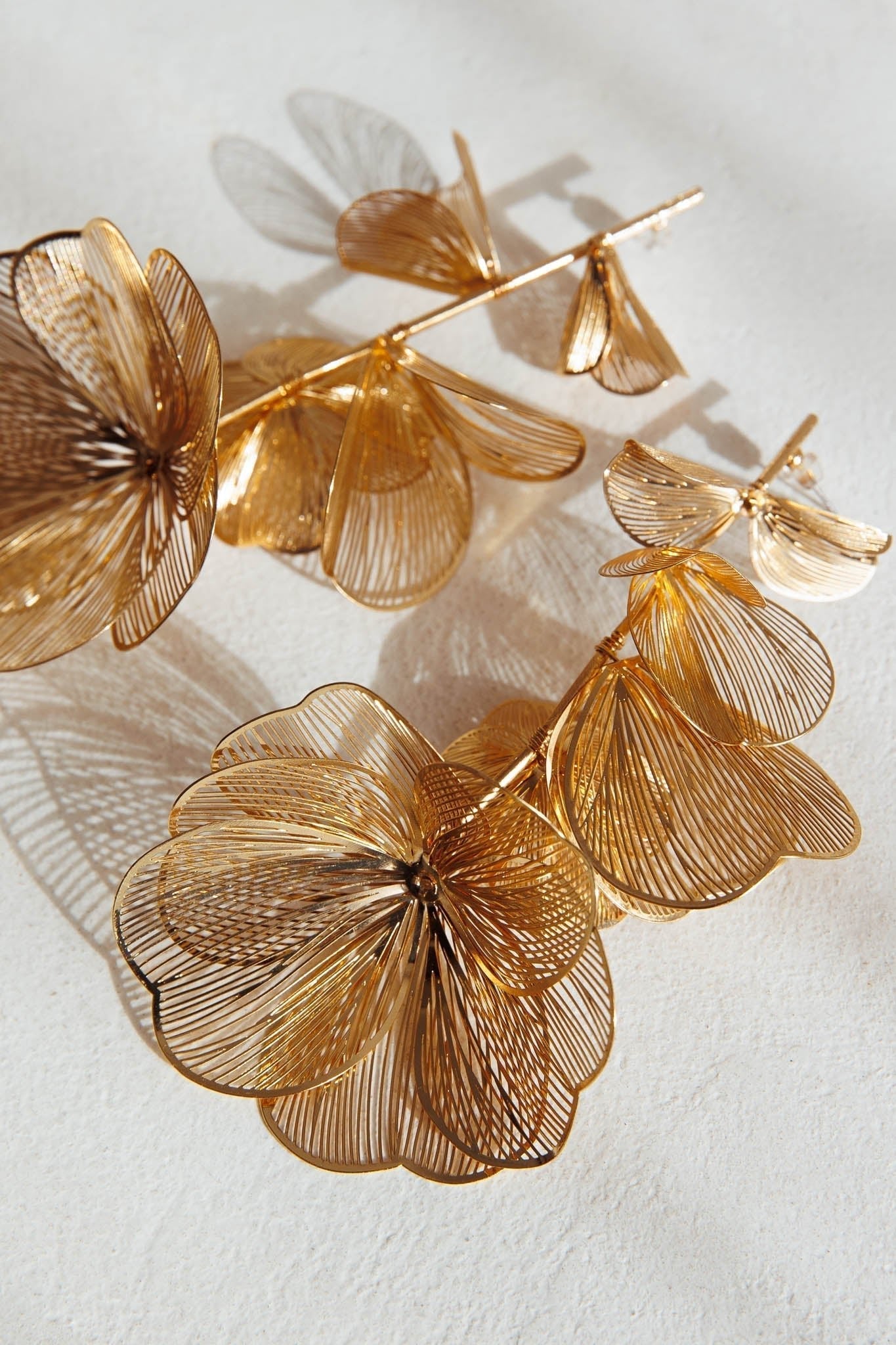 Ruminate Drop Floral Earrings in Gold
