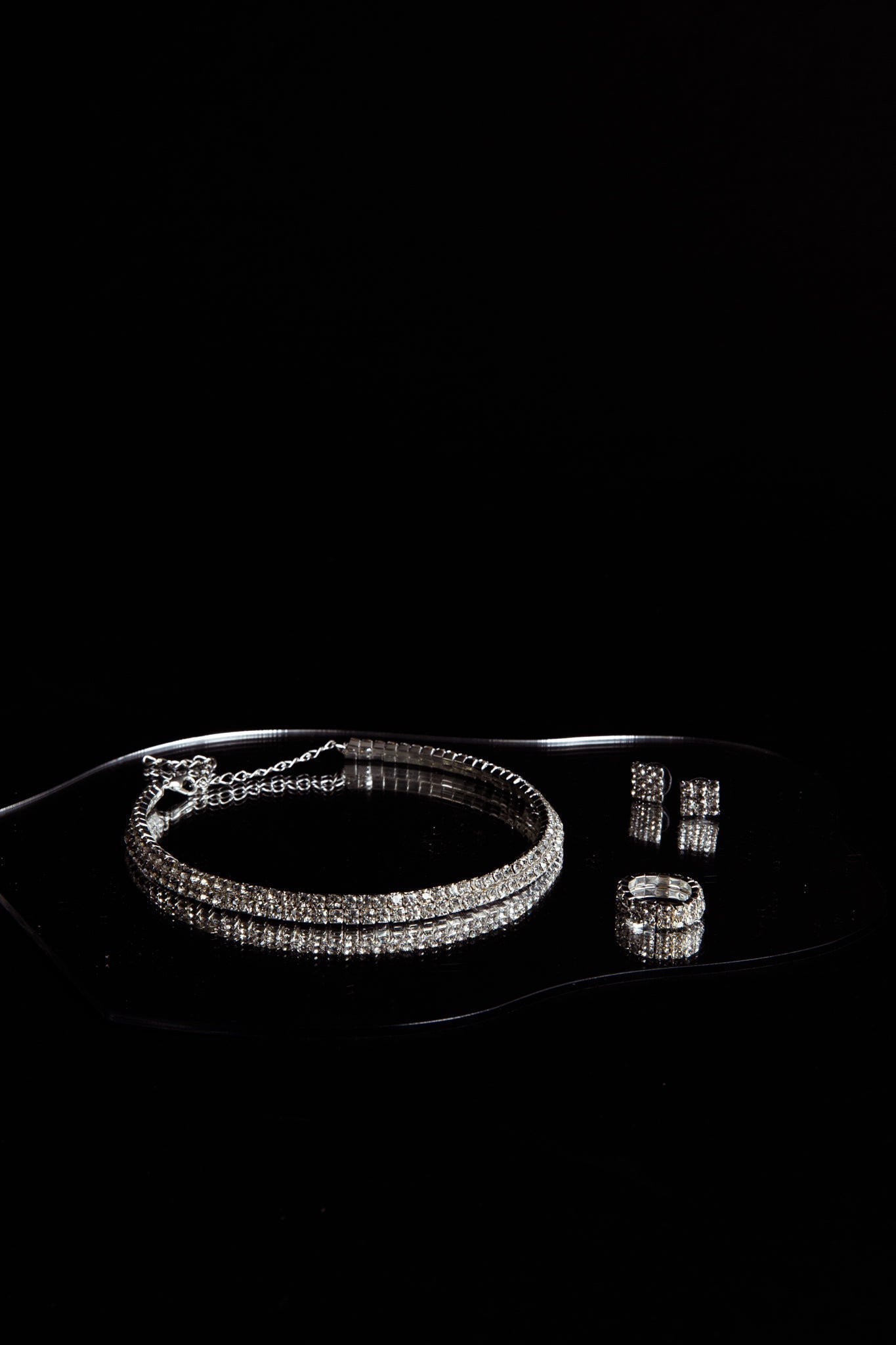Set of Earrings, Ring and Necklace Suite Life Diamante Silver