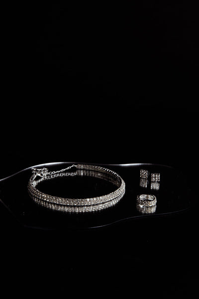 Set of Earrings, Ring and Necklace Suite Life Diamante Silver