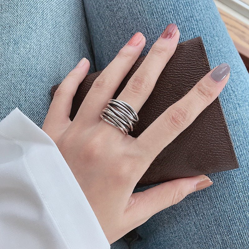 Sterling Silver Adjustable Ring in Layers
