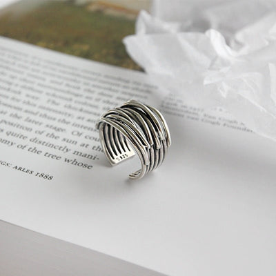 Sterling Silver Adjustable Ring in Layers