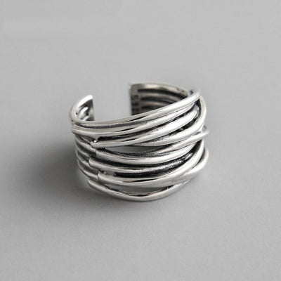 Sterling Silver Adjustable Ring in Layers