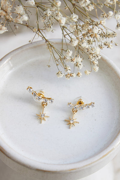 Star-shaped Crystal Earrings Virgo Gold