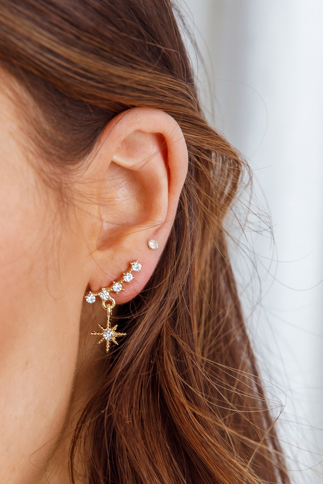 Star-shaped Crystal Earrings Virgo Gold