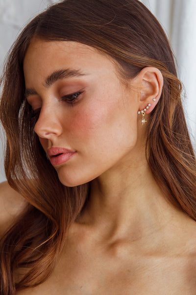 Star-shaped Crystal Earrings Virgo Gold
