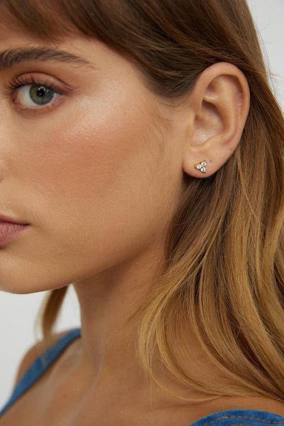 Trinity earrings with zirconium in gold