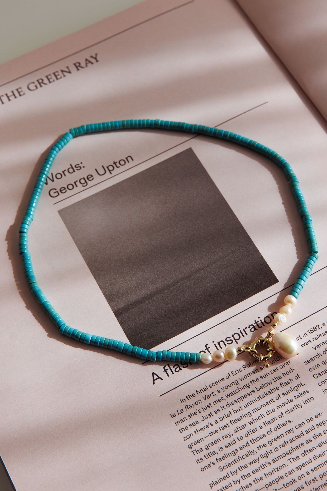 Turquoise pearl necklace Monaco in gold
