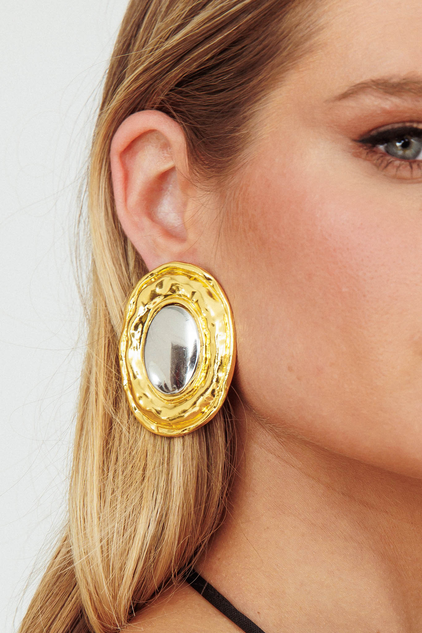 Two-colour round earrings in gold Achilles