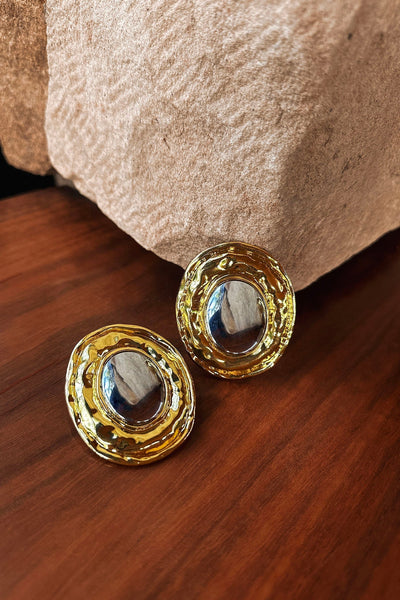 Two-colour round earrings in gold Achilles
