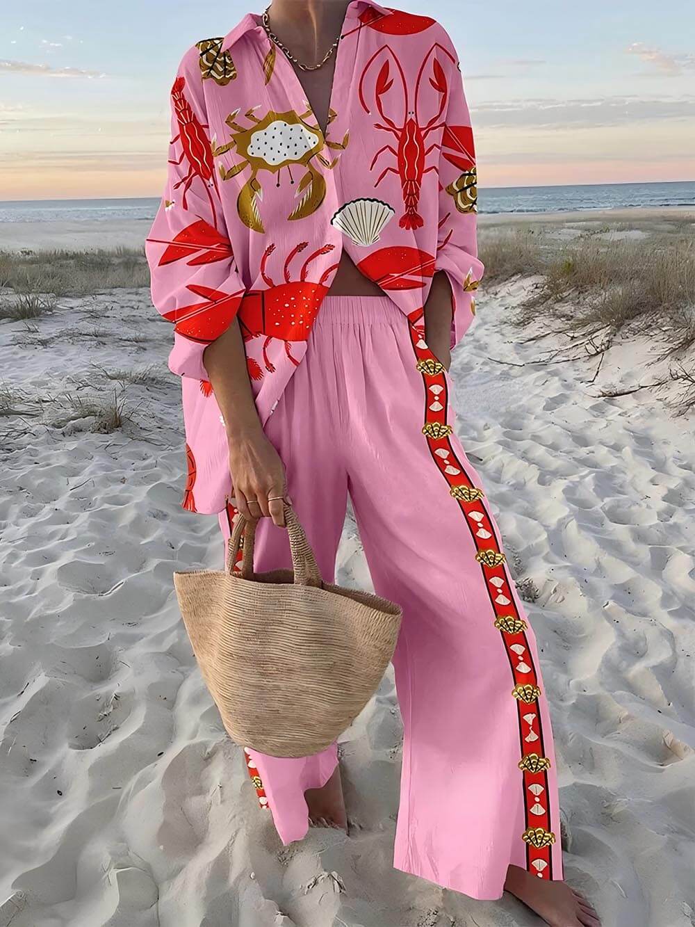 Unique Chic Underwater World Print Two-Piece Set