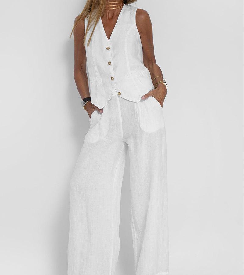 Vest & Trouser Cotton Casual Suit