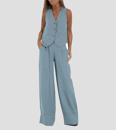 Vest & Trouser Cotton Casual Suit