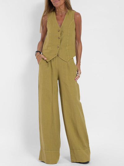 Vest & Trouser Cotton Casual Suit