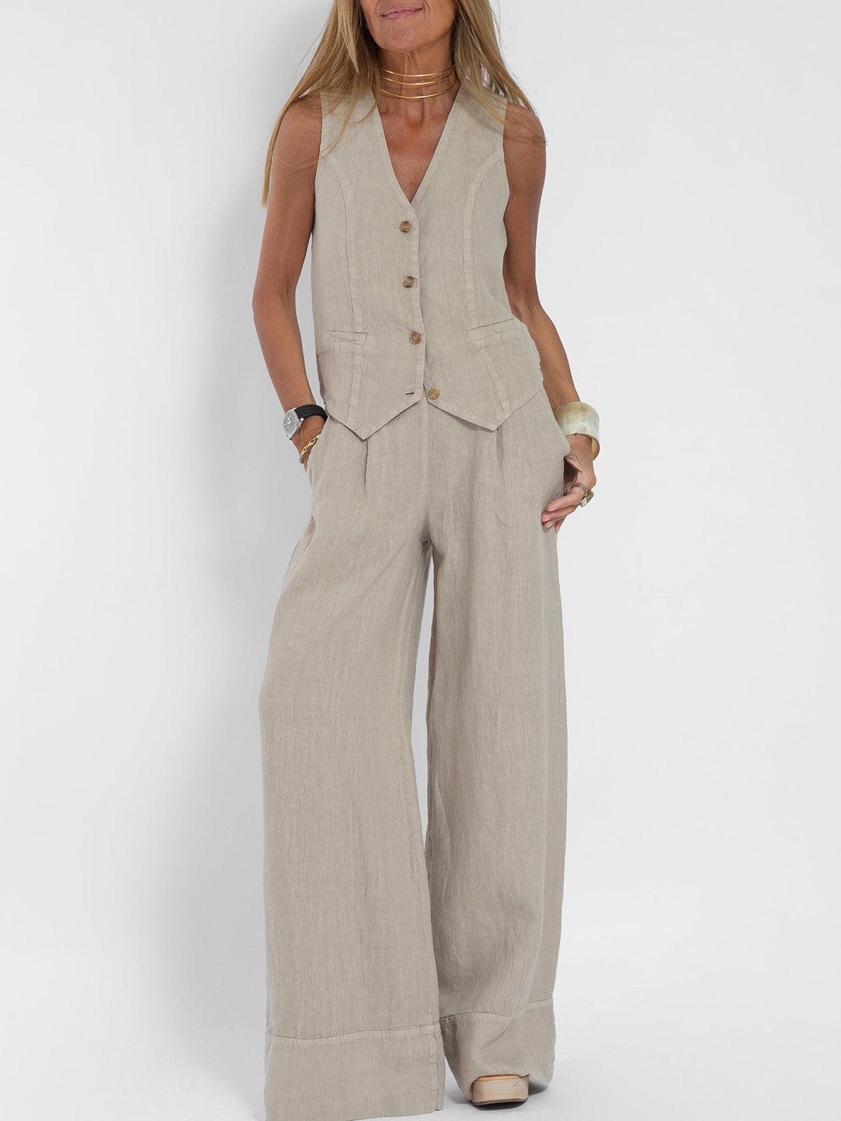 Vest & Trouser Cotton Casual Suit