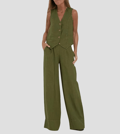 Vest & Trouser Cotton Casual Suit